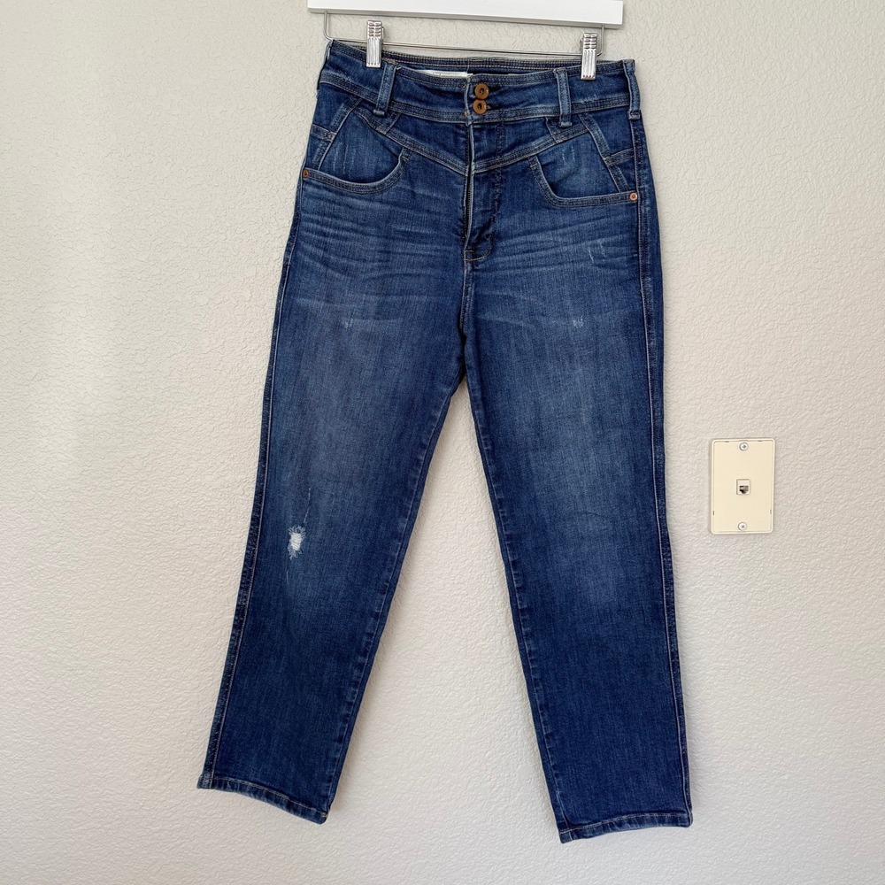 Anthropologie Pilcro Jeans 27 High Waisted Distressed Straight Leg